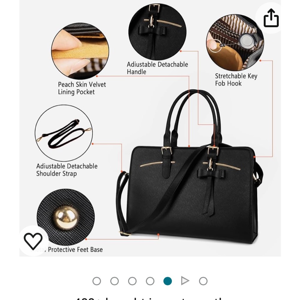 Laptop Tote Bag for Women, Large Waterproof PU Leather with USB Charging port